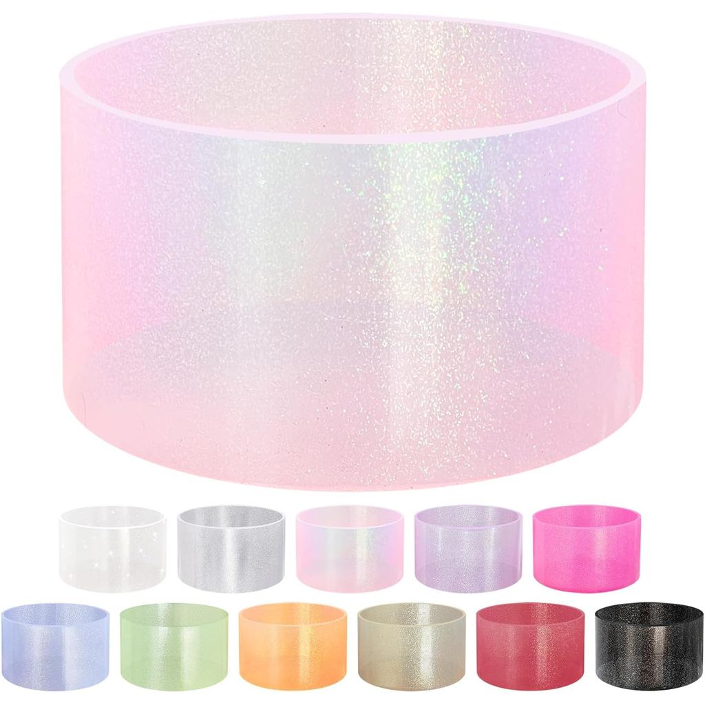 Jelly Luster กระพริบซิลิโคนโปร่งใสรองเท้าเหมาะสําหรับ 20-40 ออนซ์ขวดน้ําความจุขนาดใหญ่เข้ากันได้กับเส้นผ่านศูนย์กลาง 2.8-3 นิ้ว (ประมาณ 7.2-7.6 ซม.) ฝาครอบกันลื่น