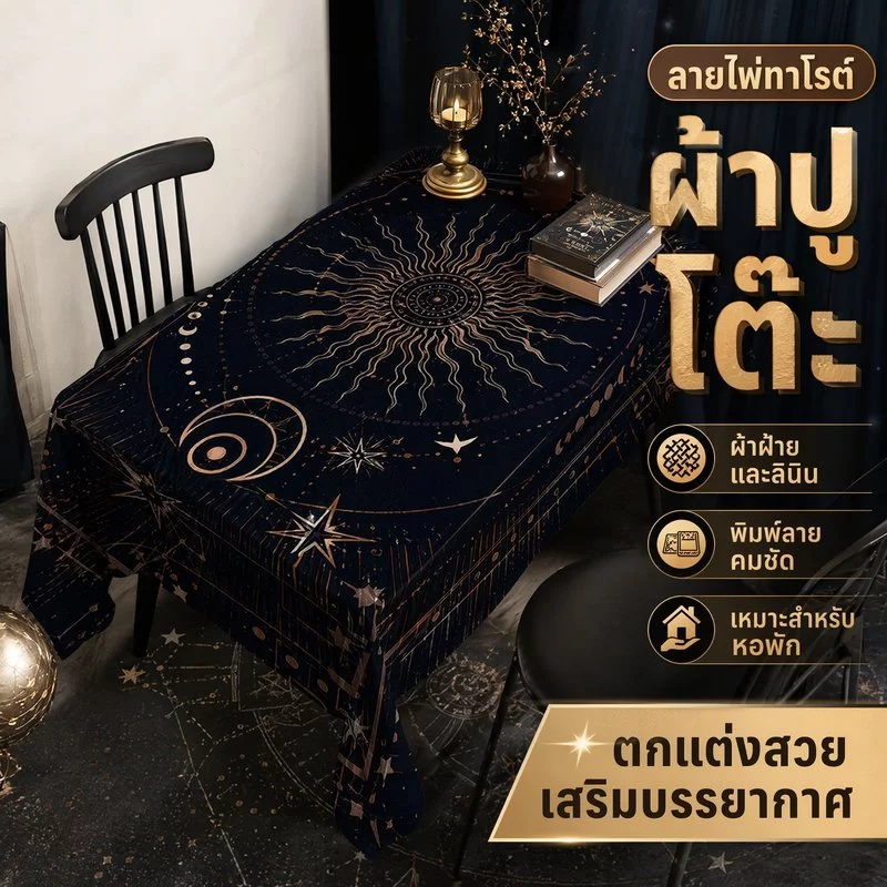 ผ้าปูโต๊ะทาโรต์ พรมทาโรต์ กันลื่น ผ้าฝ้ายลินิน นุ่มพกพาง่าย แต่งห้อง เกมไพ่ทาโรต์
