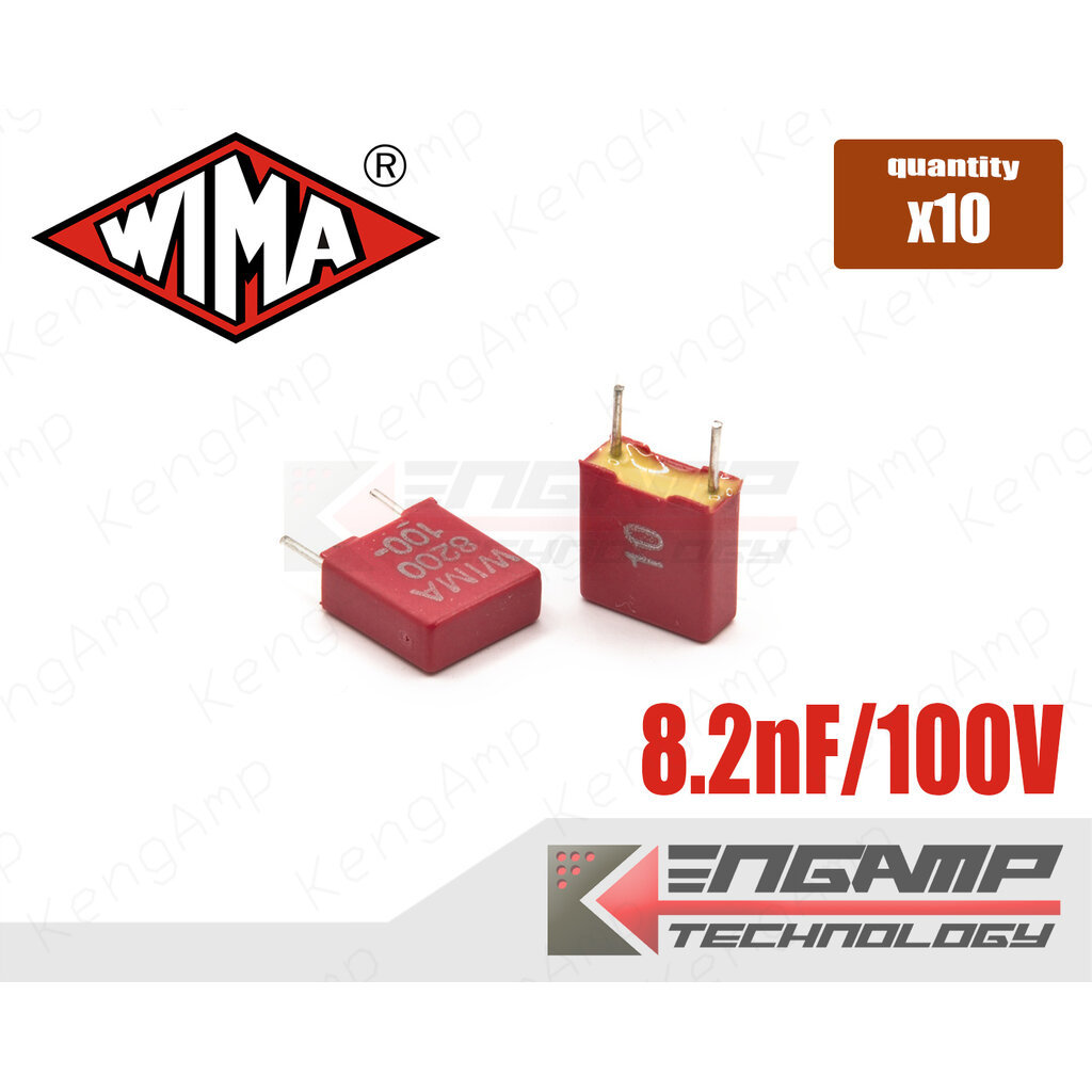 (10ตัว) [F-CAP] 8.2nF/100V 8200pF/100V WIMA FKS2 3x7.2 H7.5mm P=5mm