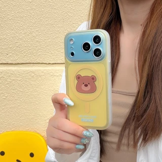 ไร้สายชาร์จสัตว์น่ารัก Matte โปร่งใสสีชมพูเคสโทรศัพท์สําหรับ iPhone 17Promax 17Pro 15 16 Pro Max กันกระแทกสองชั้น imd ผู้หญิงฝาครอบมือถือ