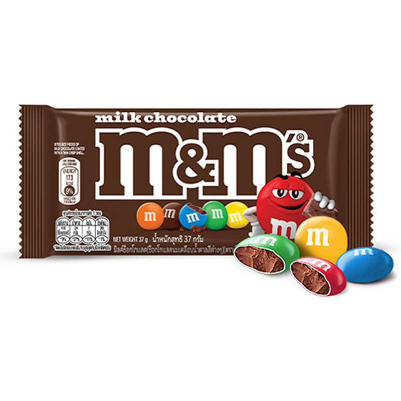 เอ็มแอนด์เอ็ม ช็อกโกแลตนม 37กรัม M&M Milk Chocolate 37g. [หมายเลขบาร์โค้ด 0000093682961 ]