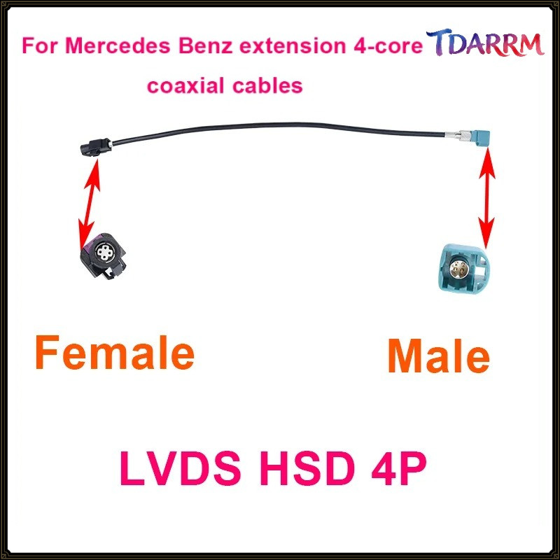 สําหรับ Mercedes Benz extension 4-core สายโคแอกเชียลรถยนต์ตัวเชื่อมต่อ Fakra HSD LVDS 4pin Ztype ชาย