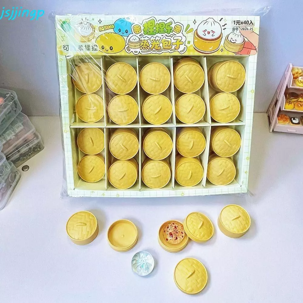 JSJJINGP Squishy คริสตัล Bun,นุ่มน่ารักอาหารรูปร่าง Mini เกี๊ยว Squishy, Venting Office พร้อม Steamer Squeezable Pinch Fidget Sensory ของเล่นเด็กของขวัญ