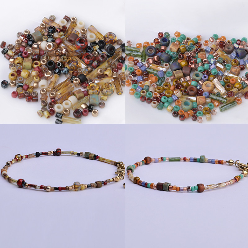 Xinxin Dunhuang Retro สไตล์ยุโรปนําเข้าภาษาเช็คคํา Picasso ลูกปัดข้าว 2mm3mm4mm ลูกปัดผสม 8/0 ลูกปัด