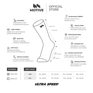 MOTIVE SOCK ถุงเท้าวิ่ง รุ่น ULTRA SPEED - Monochrome - ระดับหน้าแข้ง ถุงเท้ากีฬา ถุงเท้าวิ่ง