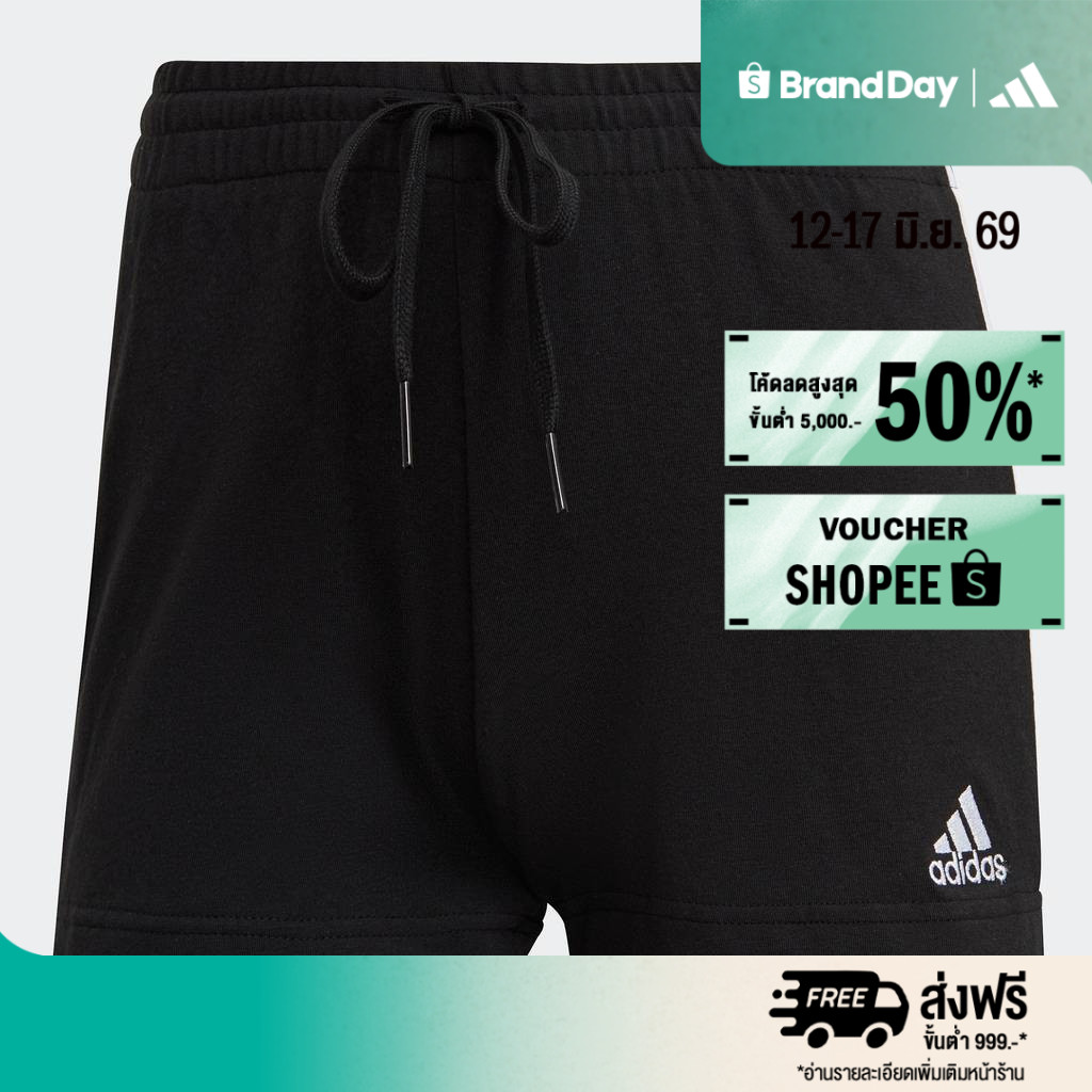 adidas ไลฟ์สไตล์ กางเกงขาสั้น Essentials Slim 3-Stripes ผู้หญิง สีดำ GM5523