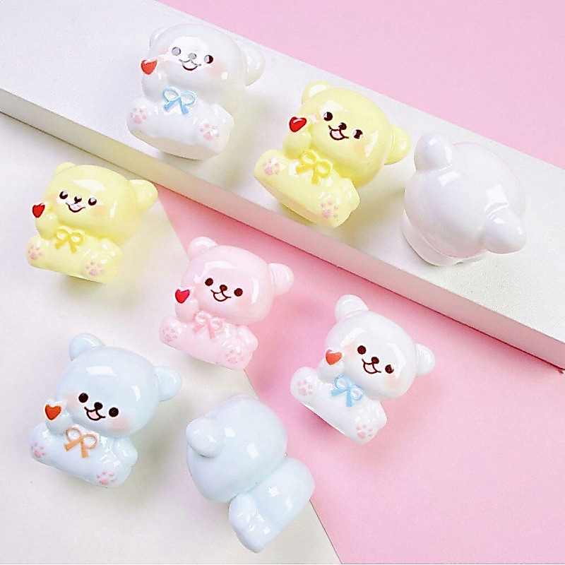 DIY 3D Bear Love UV / เรซิ่น 3D Bear Ribbon Love Bead ลูกปัด 3D