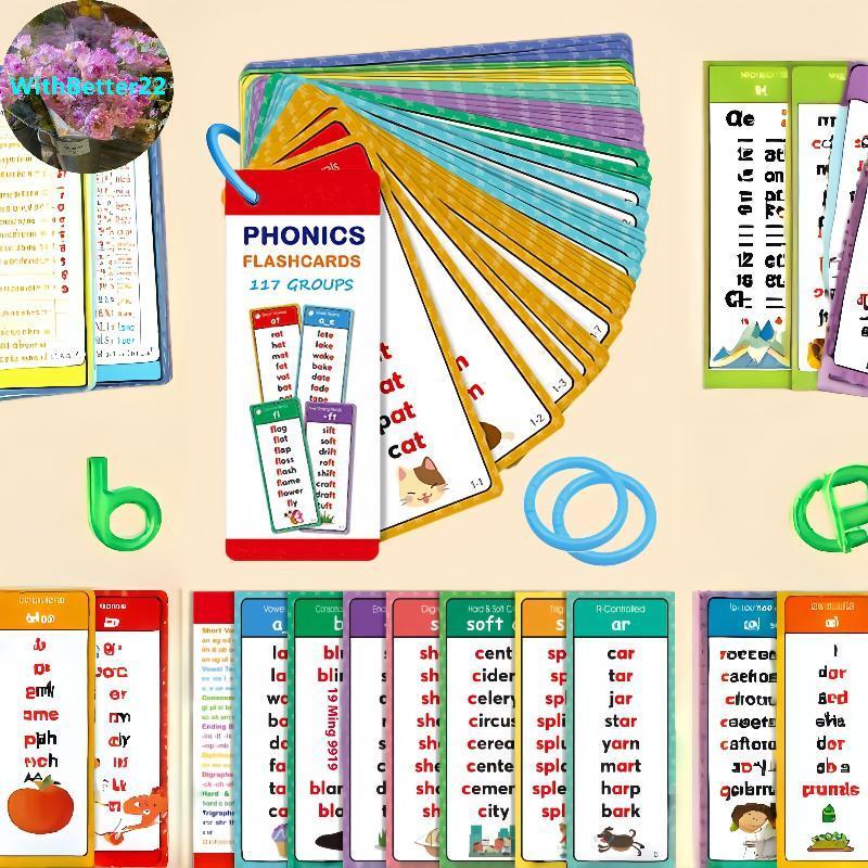 ด้วยดีกว่า 60 แผ่นช่วยสอนครู Montessori Phonics Word Lists การ์ดคําศัพท์ภาษาอังกฤษอาคารการเรียนรู้แฟลชการ์ด TH