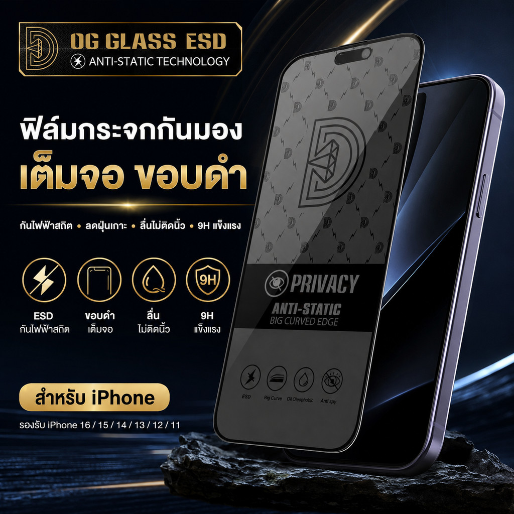 ฟิล์มกระจก ไดมอนต์ เต็มจอ สำหรับ iPhone กันมองกันเสือก PVT รุ่น ไอโฟน11 XR XMAX XS 12 13PRO 12PROMAX 17PROMAX 17PRO