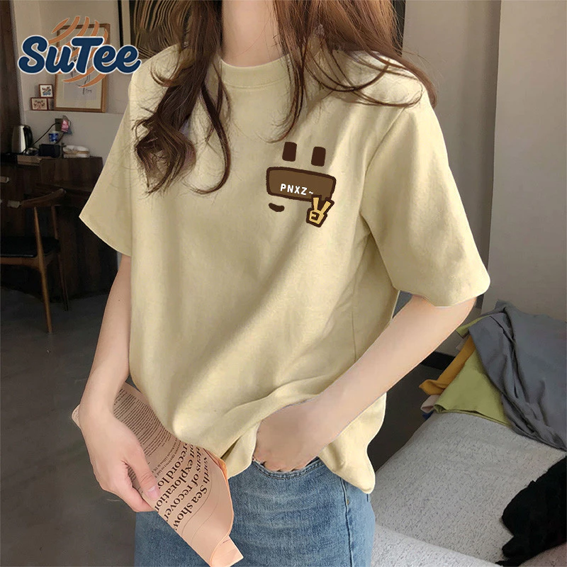 🌷Su.Tee🌷เสื้อน่ารัก เสื้อยืด oversize เกาหลี โคตรนุ่ม เนื้อผ้าฝ้ายผสมโพลีเอสเตอร์ ลาย "Pumpkin Girl" สินค้าใหม่ 2026
