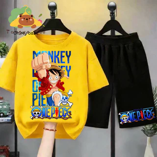 [COD]LE2(hot) KID ใหม่!!! ชุดใหม่สำหรับเด็ก ลายการ์ตูนน่ารัก วันพีซ ONE PIECE ลวดลายมังกี้ ดี ลูฟี่ เสื้อผ้าเด็ก ชุดเส
