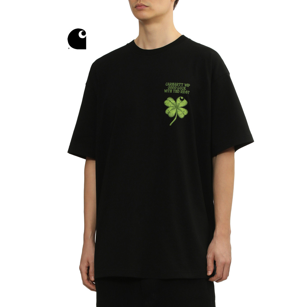 ขายร้อน Lucky Clover Pattern เสื้อยืดพิมพ์ลาย แฟชั่นเกาหลี เสื้อยืดคอกลมหลวม Unisex