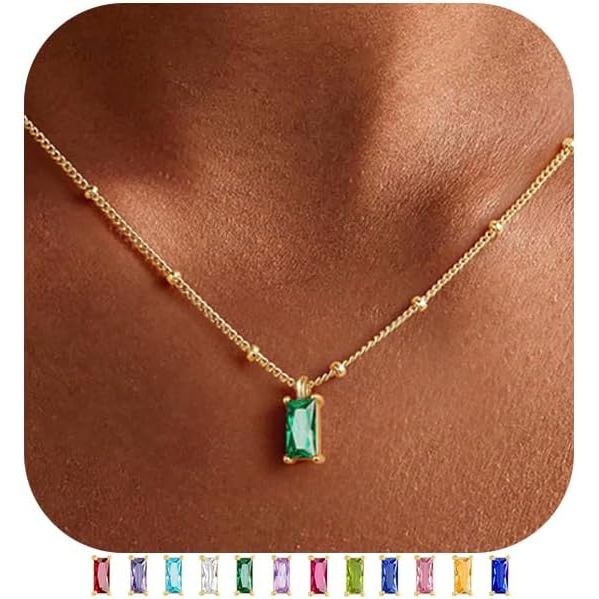 Yoosteel 14K-Gold-Plated สร้อยคอผู้หญิง - Dainty Birthstone Cubic Zirconia จี้สร้อยคออินเทรนด์มิตรภา