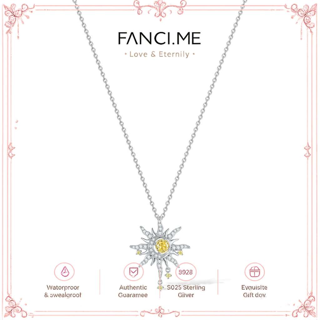 FANCIME "Soluna Nexus" สร้อยคอเงินแท้ Citrine Novice Birthstone
