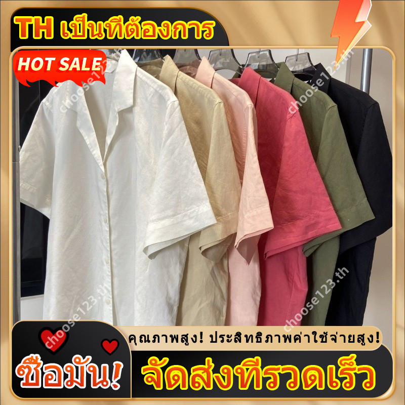ผ้าฝ้ายแท้แขนสั้นสีทึบเสื้อสูทคอปกสําหรับผู้หญิงฤดูร้อนสไตล์ใหม่เสื้อด้านนอกออกแบบท็อปส์บางสําหรับผู