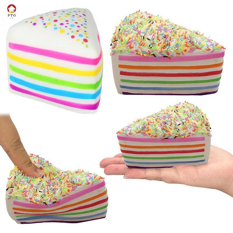 [pto] เค้กสายรุ้งบีบ Squishy Soft Slow Rebound Fidget ของเล่น Sensory Relief ของเล่นสําหรับงานปาร์ตี้โปรดปราน [TH]