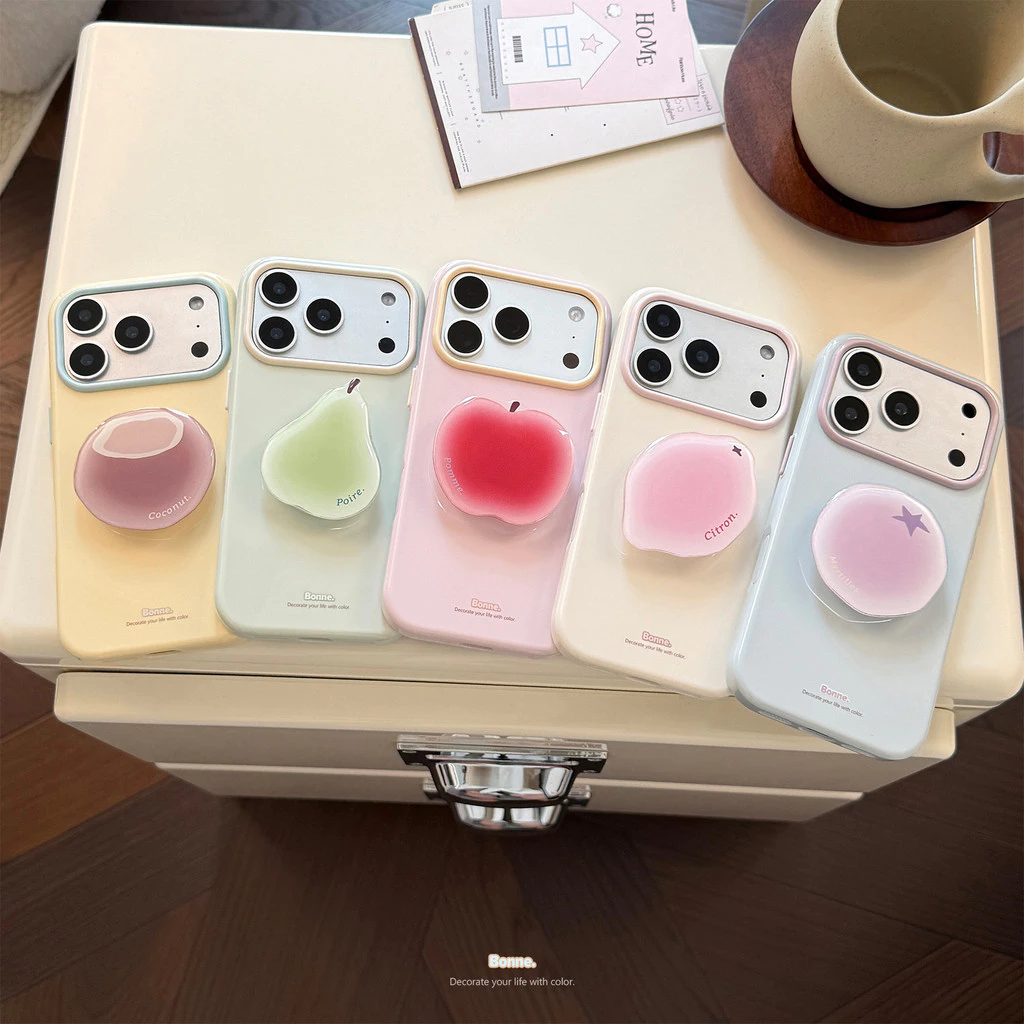 เคสโทรศัพท์ป้องกันขาตั้งผลไม้สไตล์อิน ผลิตจากวัสดุ TPU เข้ากันได้กับ iPhone12, 13, 14, 15, 16, 17 Pro Max