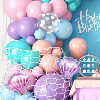 GeeParty 115 ชิ้น ชุดซุ้มลูกโป่งการ์แลนด์ นางเงือก Mermaid หางนางเงือก สีชมพู ฟ้าเขียว มาการอง ม่วง ฟ้า งานวันเกิดเด็กผู