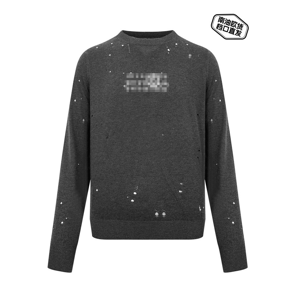 KE89 MM6* 25Digital Hollow-Out Sweater for Men and Women, Letter Print Knit, Starry Pattern, Lamb Wo