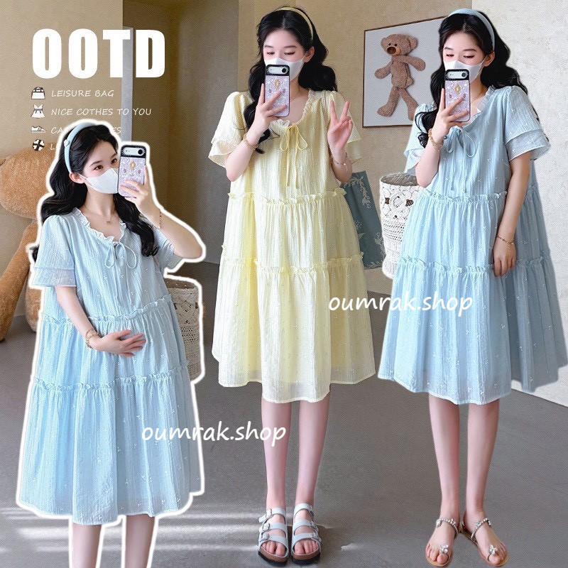 AA4753 ( ส่งด่วน/ส่งทันที ) มินิเดรสแฟชั่น ผ้าชีฟอง คอระบายมีสายผูก ทรงปล่อยใส่สบาย มีซับในตัว (งานแฟชั่น)