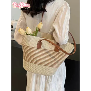 🔥พร้อมส่ง กระเป๋าสานผู้หญิงจุของได้เยอะ กระเป๋าโท้ทสะพายไหล่ สำหรับเที่ยวทะเล คาเฟ่ และใช้งานทุกวัน