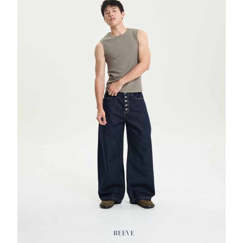 REEVE BUTTOM VOLUME DENIM - กางเกงยีนส์ กระดุมหน้าทรงกระบอกใหญ่