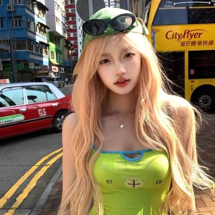 ฤดูร้อน Dopamine สวมใส่ Contrast Color Halter Camisole Slim-fit อเมริกันสาวร้อนพิมพ์สั้นเสื้อแขนกุดผ