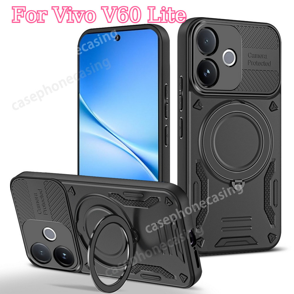 เคสโทรศัพท์สําหรับVivo V60 V50 Lite V60Lite V50Lite V50E 4G 5G 2025 Heavy Dutyเกราะปลอกขาตั้งแม่เหล็ก 360° ขาตั้งแหวนหมุนกันกระแทกฝาหลัง