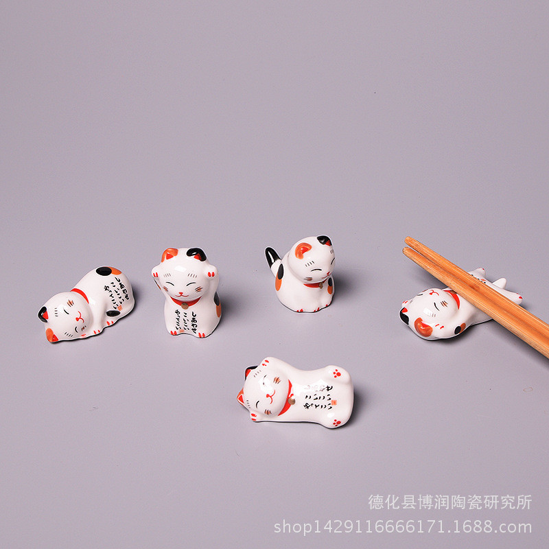 ที่วางตะเกียบญี่ปุ่นเซรามิกสร้างสรรค์ Bone China ที่วางตะเกียบแมว Lucky Cat ที่วางตะเกียบเซรามิก