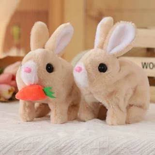 พร้อมส่ง ตุ๊กตากระต่ายไฟฟ้า เดินได้ มีเสียง ส่ายหาง ของเล่นเด็ก ตุ๊กตานุ่ม ของขวัญเด็ก กระต่ายน่ารัก