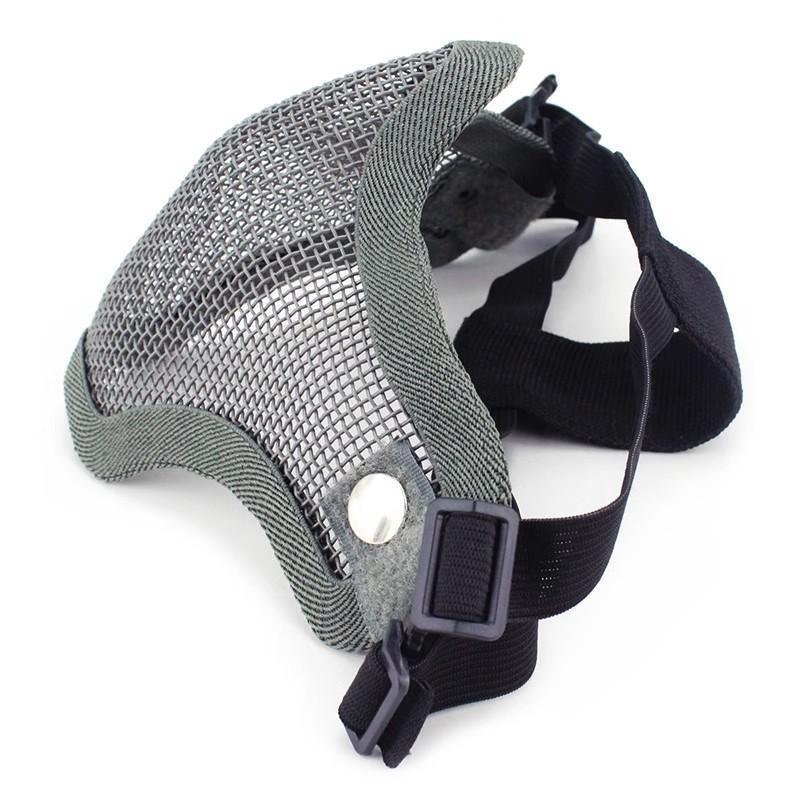 Tactical Mouthguard Net Camouflage Outdoor Male Double-Band Half-Face Skull Mask หน้ากากลวดเหล็ก CF 