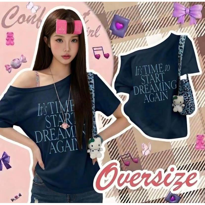 เสื้อยืดเข้ารูป สไตล์เกาหลี ผ้ายืดยูนิ สกรีนลายเต็ม ทรงสวย สาวอวบใส่ได้ ผ้าใส่สบาย รุ่น เข้ารูปRose will ระบายอากาศดี