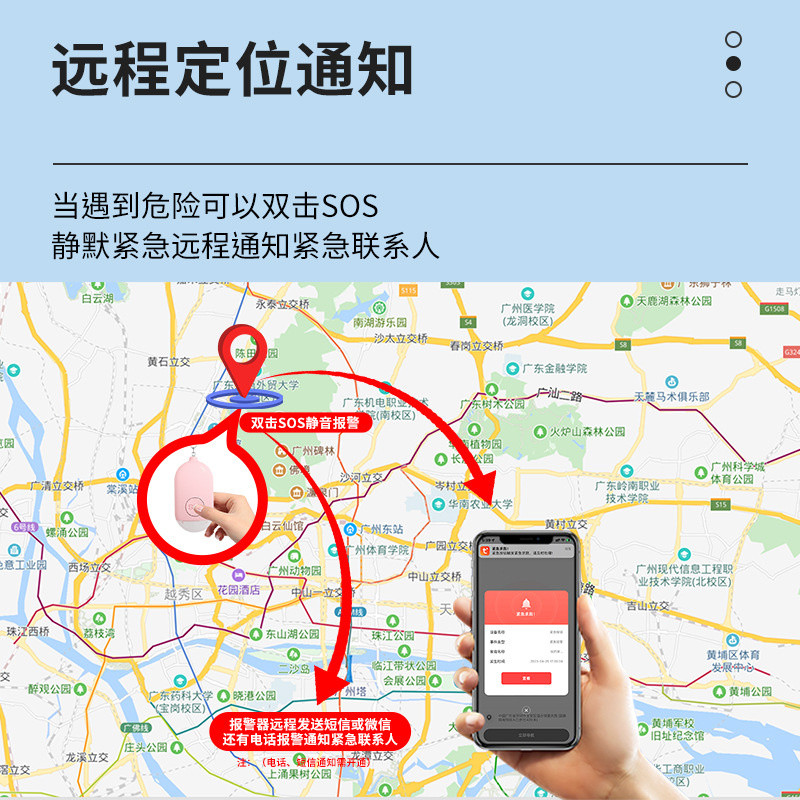 Cross-Border TUYA Personal Self-Defense Alarm Wolf-Proof Handy Tool Female Child Secretly Alarm Posi