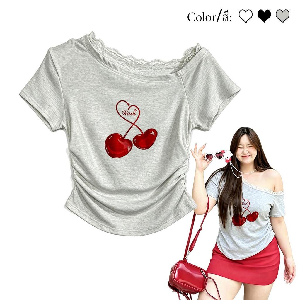 ผ้าระบายอากาศเย็น เสื้อปาดไหล่ผู้หญิง เสื้อลำลองคอกว้าง เสื้อแหวกเอวสุดเซ็กซี่ เสื้อผู้หญิงสีพื้น แมทช์ง่ายผ้านุ่มทุกวัน