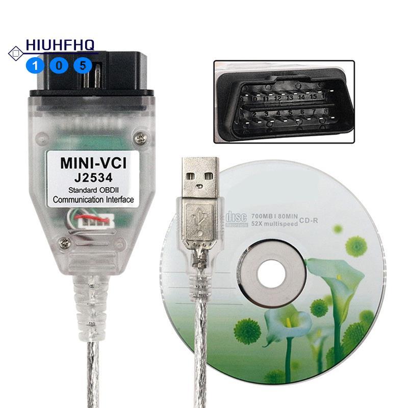 Hiuhfhq106Mini Vci FT232RL ชิป J2534 OBD2 สายวินิจฉัยรถยนต์สําหรับ TIS Techstream สําหรับ TIS Techst