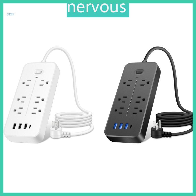 รางปลั๊กไฟป้องกันไฟกระชาก NERV พร้อม 6 ช่อง 3 พอร์ต USB 1x Type-C 1700Joules