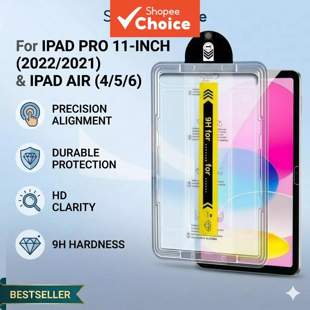 ฟิล์มกระจกนิรภัยกันรอยหน้าจอสําหรับ iPad ฟิล์มป้องกันความคมชัดสูง ปกปิดทั้งหน้าจอ กันฝุ่น สําหรับ iPad ขนาด 10.2 / 11 / 13 นิ้ว