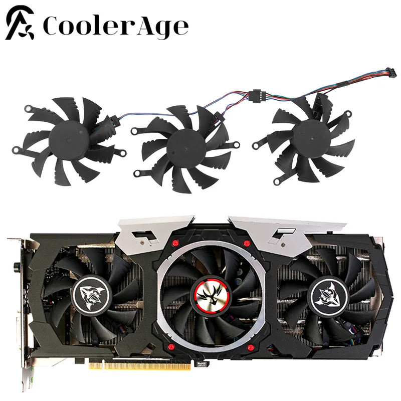 ใหม่ 75 มม.GTX1070 GTX1080 GPU Cooler พัดลมสําหรับที่มีสีสัน iGame GTX 1070 1080 X-TOP-8G กราฟิกการ์