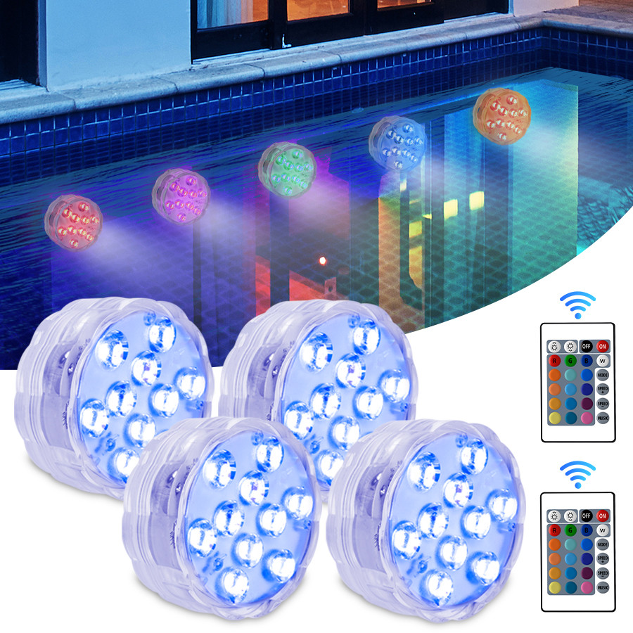 8 ชิ้น 10Led สระว่ายน้ํารีโมทคอนโทรล RGB Dive Fish Light LED โคมไฟใต้น้ําแบบพกพาแบตเตอรี่ดําเนินการสําหรับแจกัน Aquarium