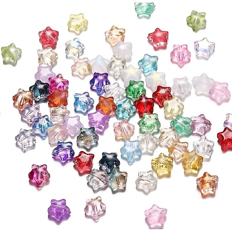 [10 ชิ้น] FIVE-UJUNG STAR MOTE BEADS ขนาด 8MM 10MM แก้ว BEADS