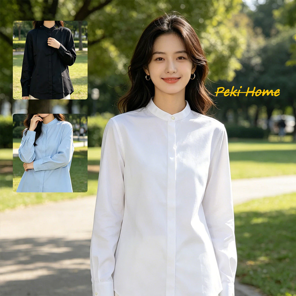 เสื้อเชิ้ตผู้หญิงแขนยาว รุ่นใหม่ เสื้อทำงานผู้หญิง เสื้อออฟฟิศ ทรงเข้ารูป สุภาพ ดูดี สไตล์เกาหลี