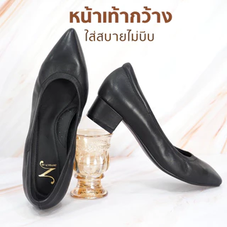 พร้อมส่ง ทรงใหญ่ลด 1 ไซส์ เปลี่ยนไซส์ได้ ไม่รับคืน Zenachoo รุ่น Vanessa1.5 สูง 1 นิ้วครึ่ง รองเท้าหนังแกะแท้หัวแหลม ...