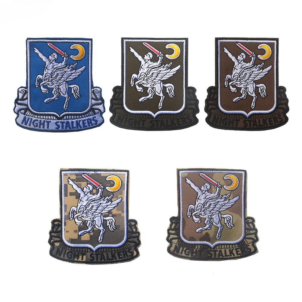Actical Aviation Themed Hook Loop Patch Collection Featuring Winged Horse และ Crescent Moon Motips เ