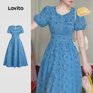 (New Arrival) Lovito Women Casual Dress Zipper Button Front Pleated Spring/summer Dress L196LD541