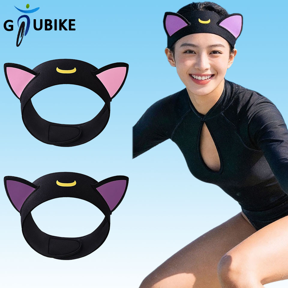 GTUBIKE ผู้หญิง Quick-drying Cat Ear Hairband ยืดหยุ่นสูงกีฬา Snorkelling ว่ายน้ําดําน้ําแถบคาดศีรษะ