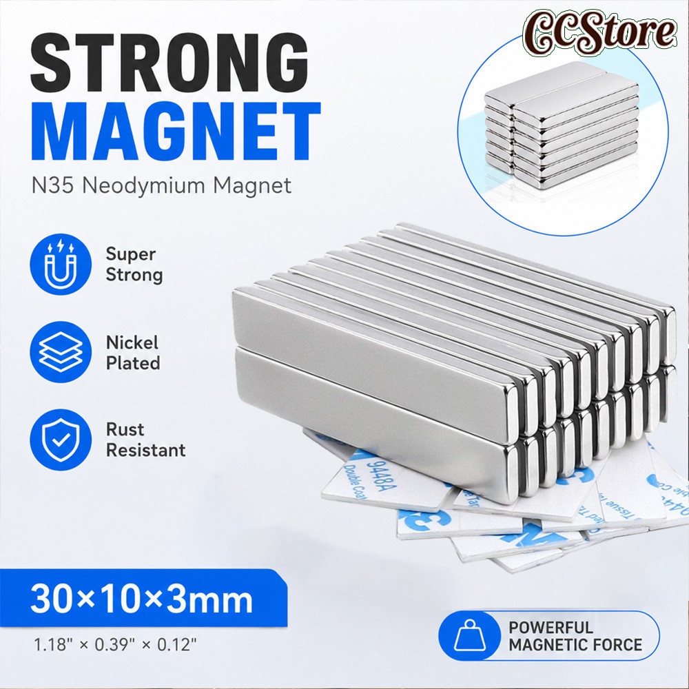 20ขึ้น แม่เหล็ก ขนาด 30*10*3mm แม่เหล็กแรงสูง นีโอไดเมียม 30mm x 10mm x 3mm Magnet Neodymium แม่เหล็กแรงสูงรูปสี่เหลี