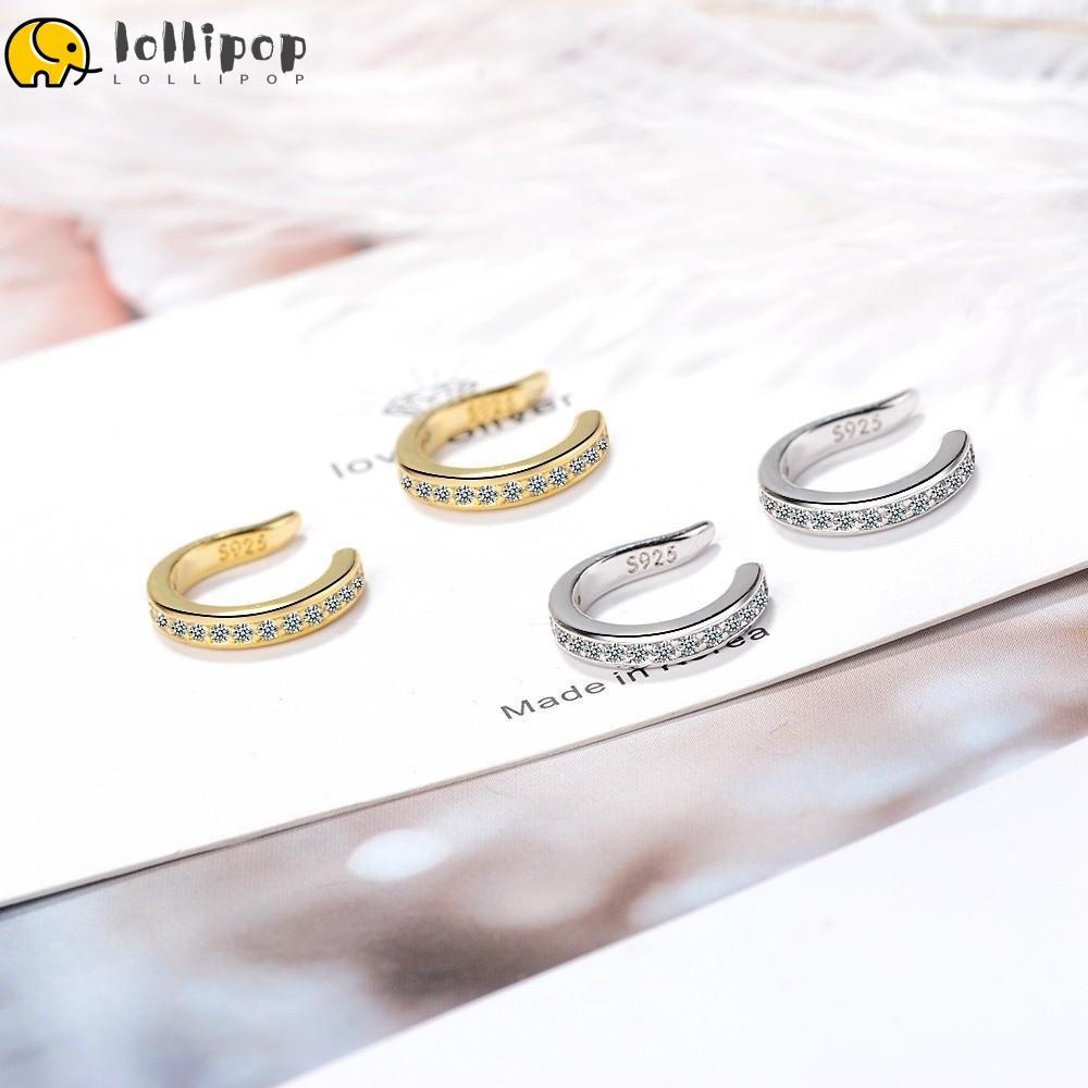 LOLLIPO1 คลิปต่างหู C-Shaped Ear Cuff สไตล์พังก์ร็อค ใส่สบายทุกวัน ไฮโปอัลเลอร์เจนิก