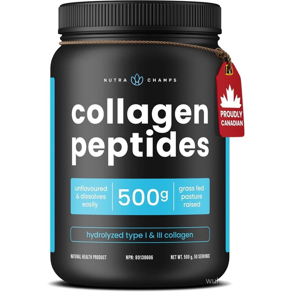 ผงคอลลาเจน - คุณค่าเพิ่มเติมด้วยไฮโดรไลซ์ประเภท I & lll 500g - อาหารเสริมคอลลาเจนรสจืดสําหรับผิวผมแล