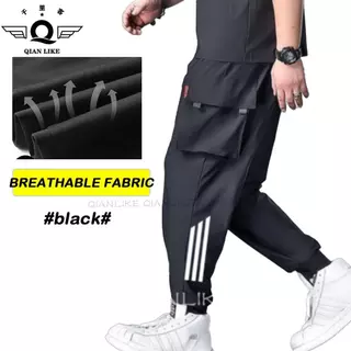 5XL 8XLกางเกงคาร์โก้ผู้ชาย พลัสไซส์ ทรงโอเวอร์ไซส์หลวม หลายกระเป๋า สีดำ ใส่สบายทุกอิริยาบถ ขายดี
