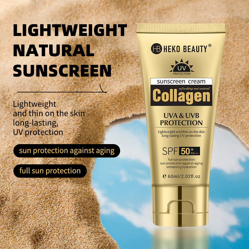 60ml SPF50+ ครีมกันแดดเนื้อบางเบาพร้อมคอลลาเจน – Broad Spectrum UVA/UVB Protection, Non-Greasy & Ref